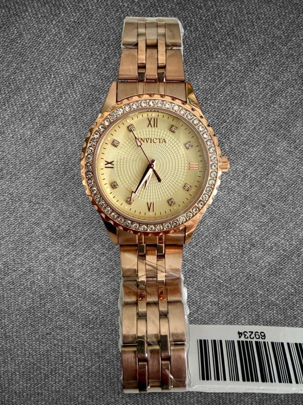 Invicta Rose Gold Tone Crystal Bezel Champagne Dial Women’s Watch